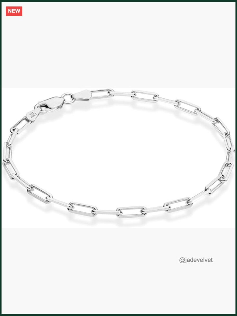 Italian 3mm Paperclip Link Chain Bracelet 925 Sterling Silver